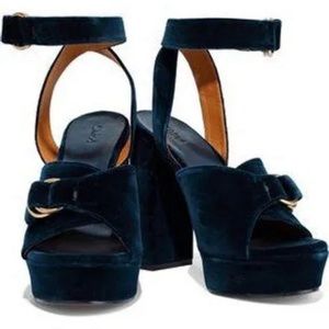 Chloe Kingsley Blue Velvet Platform Sz 41 Worn Once Originally $930